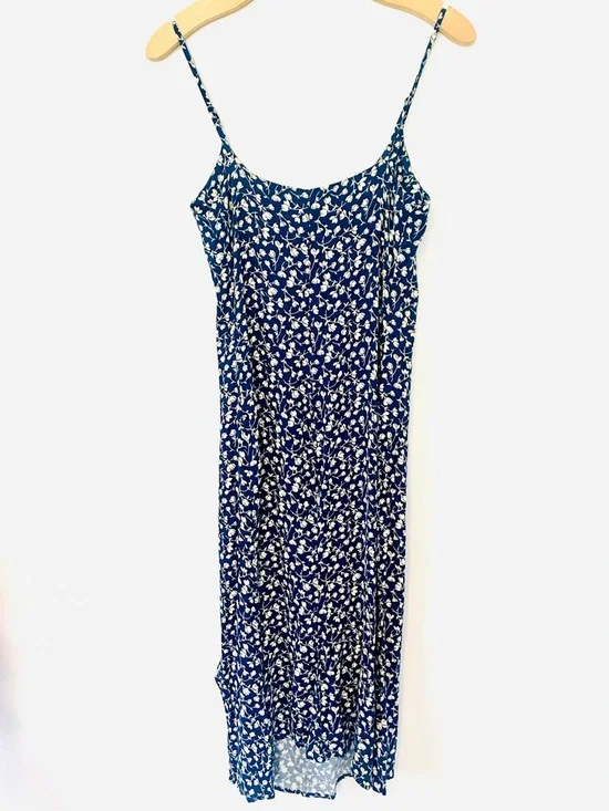 Reformation Navy Floral Slip Dress with Side Slit - Picture 7 of 7